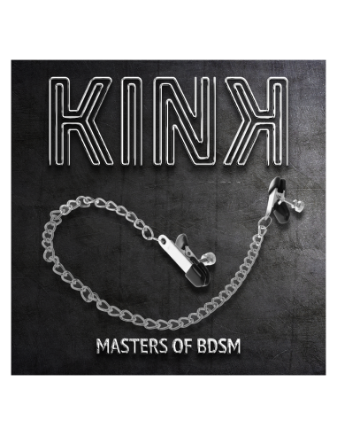 KINK - PINZAS PARA PEZONES PLANAS NEGRO CON CADENA PLATEADO 34 CM