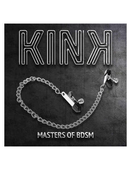 KINK - PINZAS PARA PEZONES PLANAS NEGRO CON CADENA PLATEADO 34 CM