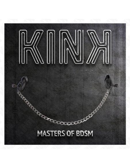 KINK - PINZAS PARA PEZONES PLANAS NEGRO CON CADENA PLATEADO 30 CM