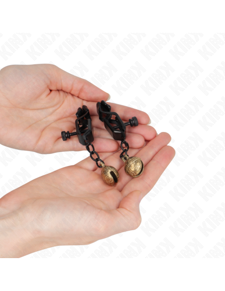 KINK - PINZAS PARA PEZONES PLANAS NEGRO CON CASCABEL 7 CM