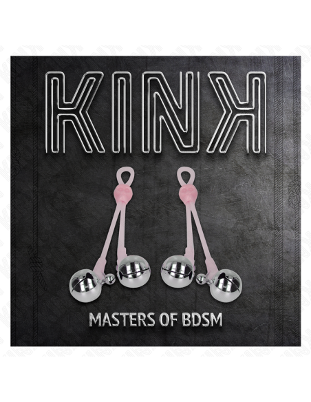 KINK - PINZAS PARA PEZONES LUMINOSAS FORMA CALABERA CON CASCABEL SONORO AJUSTABLE ROSA - PLATEADO