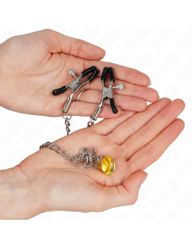 KINK - PINZAS PARA PEZONES CON CAMPANA CASCABEL DORADO Y CADENA 30 CM