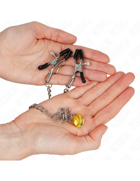 KINK - PINZAS PARA PEZONES CON CAMPANA CASCABEL DORADO Y CADENA 30 CM