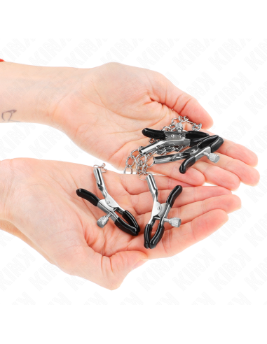 KINK - PINZAS PARA PEZONES Y CLÍTORIS 4 ENGANCHES AJUSTABLE PLATEADO