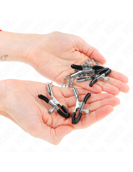 KINK - PINZAS PARA PEZONES Y CLÍTORIS 4 ENGANCHES AJUSTABLE PLATEADO