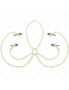 KINK - PINZAS PARA PEZONES Y CLÍTORIS 4 ENGANCHES AJUSTABLE DORADO