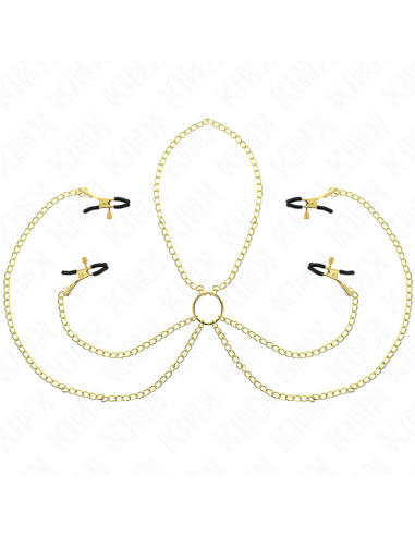 KINK - PINZAS PARA PEZONES Y CLÍTORIS 4 ENGANCHES AJUSTABLE DORADO