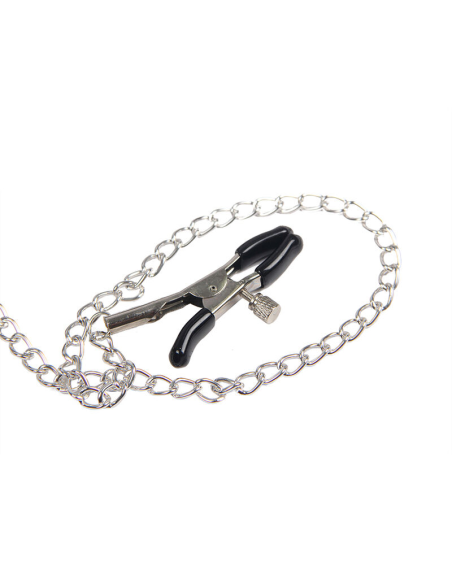 SUBBLIME - 953720 PINZAS PARA EL PECHO CON CORREA DE CUERO BONDAGE NEGRO TALLA ÚNICA