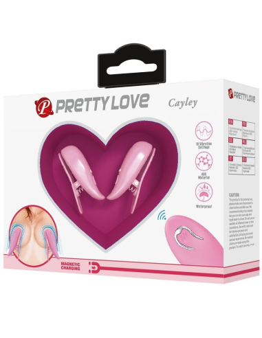 PRETTY LOVE - CAILEY PINZAS PARA PEZONES 10 VIBRACIONES CONTROL REMOTO ROSA