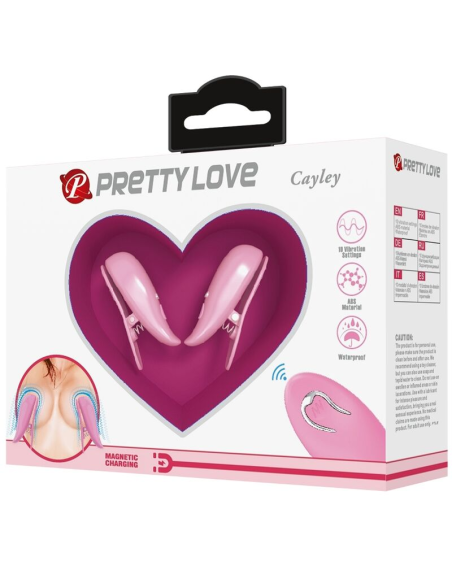 PRETTY LOVE - CAILEY PINZAS PARA PEZONES 10 VIBRACIONES CONTROL REMOTO ROSA