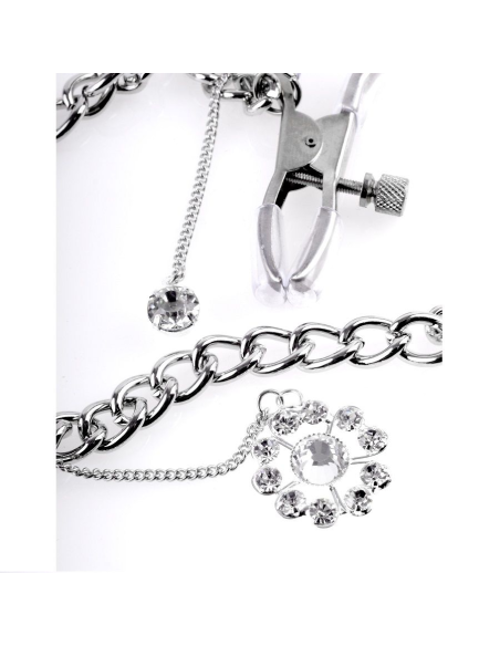 FETISH FANTASY SERIES - PINZAS CON CADENA PARA PEZONES TRÉBOL