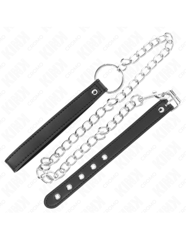 KINK - ANILLO PENE CUERO 21.5 X 2 CM CON CADENA METAL 60 CM Y CORREA DE CUERO