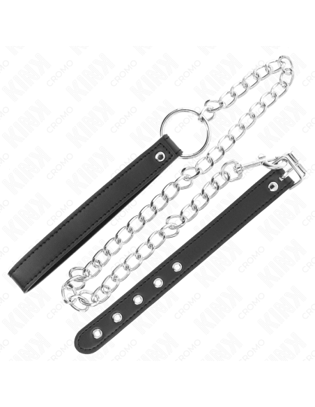 KINK - ANILLO PENE CUERO 21.5 X 2 CM CON CADENA METAL 60 CM Y CORREA DE CUERO