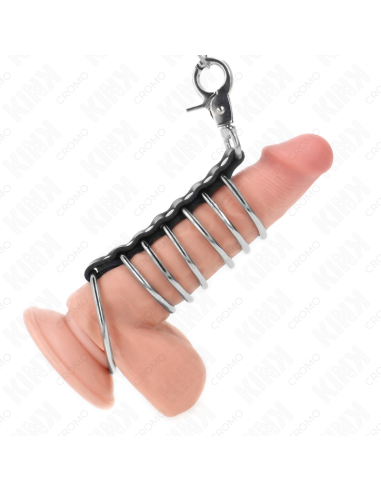KINK - 7 ANILLOS PENE METAL 3.8 CM A 5 CM CONECTADOS CON POLIPIEL Y CADENA METAL 100 CM