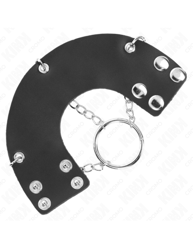 KINK - ANILLO PENE 4 CM CADENA 7 CM METAL CON CINTURÓN CUERO