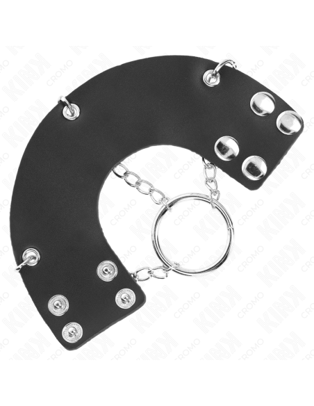 KINK - ANILLO PENE 4 CM CADENA 7 CM METAL CON CINTURÓN CUERO
