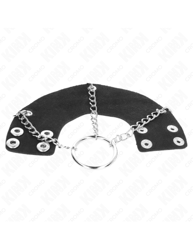 KINK - ANILLO PENE 4 CM CADENA 7 CM METAL CON CINTURÓN CUERO