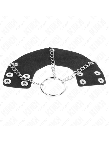 KINK - ANILLO PENE 4 CM CADENA 7 CM METAL CON CINTURÓN CUERO