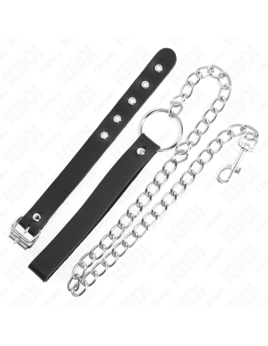 KINK - ANILLO PENE CUERO CON CORREA 21.5 X 2 CM Y CADENA METAL 60 CM