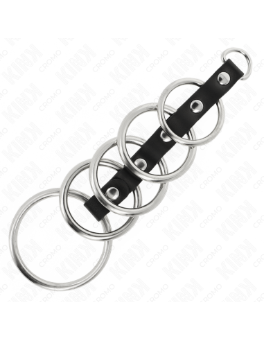 KINK - 5 ANILLOS PENE METAL 3.2 CM A 5 CM CONECTADOS POR POLIPIEL