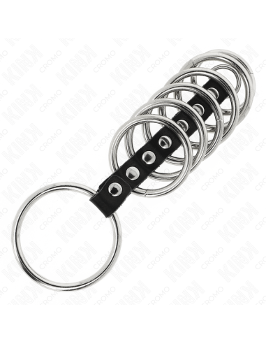 KINK - 7 ANILLOS PENE METAL 3.2 CM A 5 CM CONECTADOS POR POLIPIEL