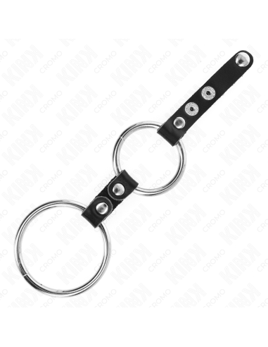 KINK - ANILLO PENE DOBLE 3.8 CM A 5 CM CONECTADOS POR CUERO