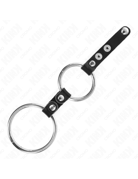 KINK - ANILLO PENE DOBLE 3.8 CM A 5 CM CONECTADOS POR CUERO