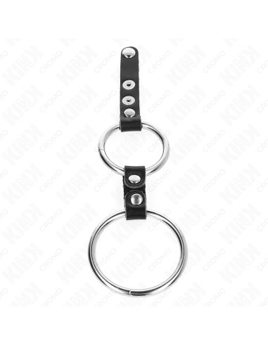 KINK - ANILLO PENE DOBLE 3.8 CM A 5 CM CONECTADOS POR CUERO