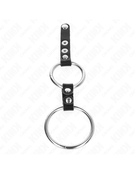 KINK - ANILLO PENE DOBLE 3.8 CM A 5 CM CONECTADOS POR CUERO