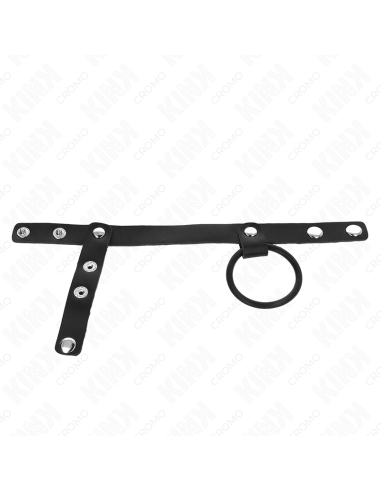 KINK - ANILLO PENE SILICONA 3.8 CM CON DIVISOR DE BOLAS Y CORREA DE CUERO 22 X 1.5 CM