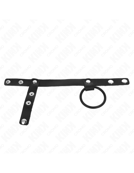 KINK - ANILLO PENE SILICONA 3.8 CM CON DIVISOR DE BOLAS Y CORREA DE CUERO 22 X 1.5 CM