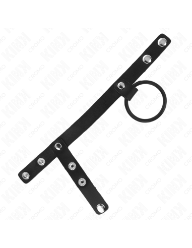 KINK - ANILLO PENE SILICONA 3.8 CM CON DIVISOR DE BOLAS Y CORREA DE CUERO 22 X 1.5 CM