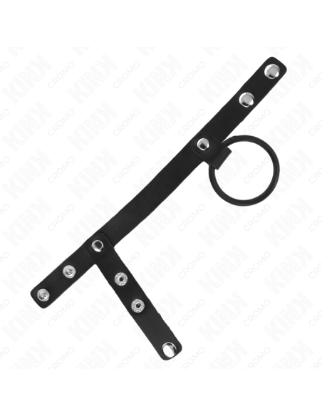 KINK - ANILLO PENE SILICONA 3.8 CM CON DIVISOR DE BOLAS Y CORREA DE CUERO 22 X 1.5 CM