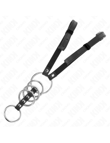 KINK - 5 ANILLOS PENE 3.8 CM A 5 CM METAL CON CINTURÓN POLIPIEL 112 CM