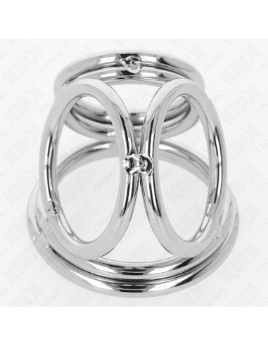 KINK - ANILLO PENE TRIPLE METAL CROMADO 3.8 CM A 5 CM MODELO 1