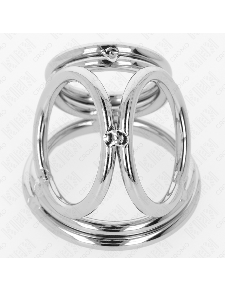 KINK - ANILLO PENE TRIPLE METAL CROMADO 3.8 CM A 5 CM MODELO 1