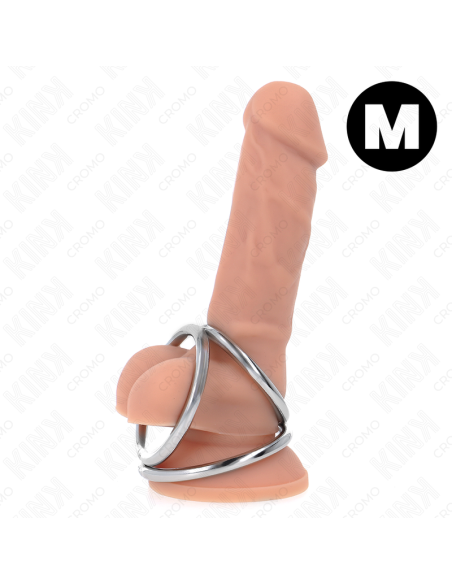 KINK - ANILLO PENE TRIPLE METAL CROMADO 3.8 CM A 5 CM MODELO 2