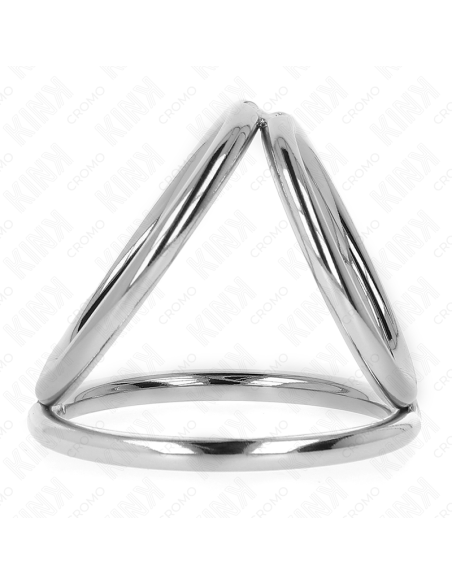 KINK - ANILLO PENE TRIPLE METAL CROMADO 3.8 CM A 5 CM MODELO 2