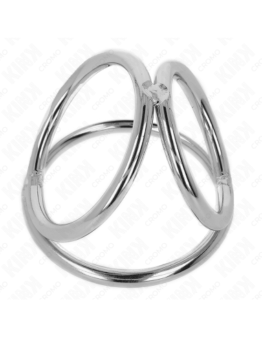 KINK - ANILLO PENE TRIPLE METAL CROMADO 3.8 CM A 5 CM MODELO 2