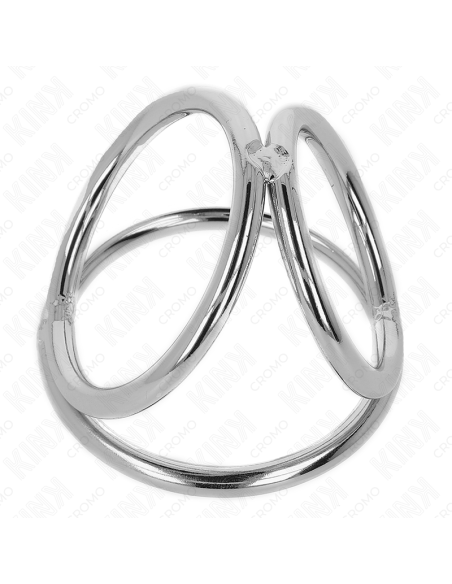 KINK - ANILLO PENE TRIPLE METAL CROMADO 3.8 CM A 5 CM MODELO 2