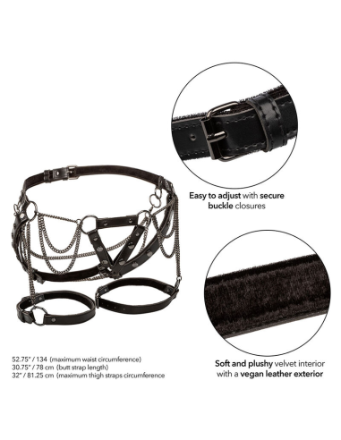 CALEXOTICS - EUPHORIA ARNÉS DE MUSLO CON CADENAS PREMIUM TALLA PLUS