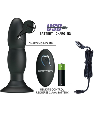 PRETTY LOVE - PLUG VIBRADOR Y ROTACIÓN POR CONTROL REMOTO