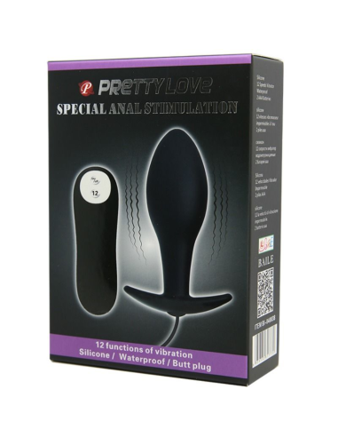PRETTY LOVE - PLUG ANAL SILICONA FORMA ANCLA 12 MODOS VIBRACIÓN NEGRO