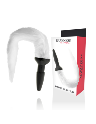 DARKNESS - PLUG ANAL SILICONA CON COLA BLANCA