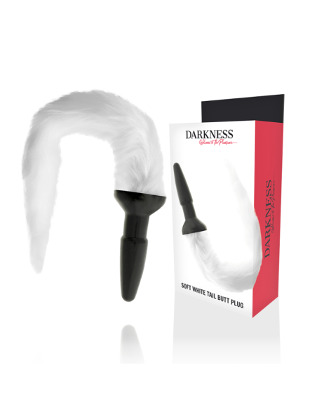 DARKNESS - PLUG ANAL SILICONA CON COLA BLANCA