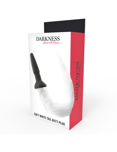 DARKNESS - PLUG ANAL SILICONA CON COLA BLANCA