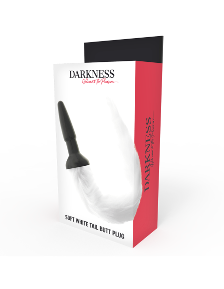 DARKNESS - PLUG ANAL SILICONA CON COLA BLANCA
