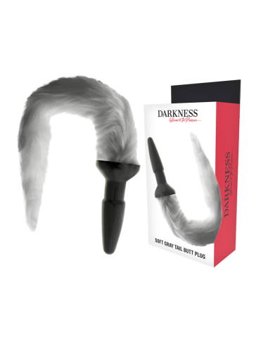 DARKNESS - PLUG ANAL SILICONA CON COLA GRIS