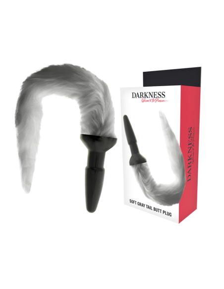 DARKNESS - PLUG ANAL SILICONA CON COLA GRIS