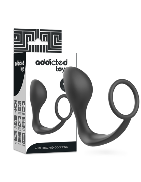 ADDICTED TOYS - PLUG ANAL CON ANILLO SILICONA NEGRO